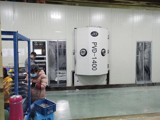 Установка вакуумного PVD-напыления. Технология магнетронного распыления. Управление ПЛК с сенсорным экраном. Покрытие для сантехнических раковин золотом и серебром.